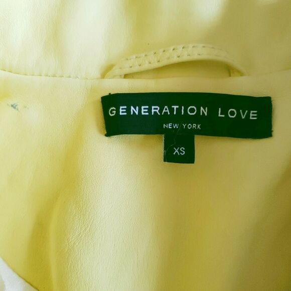 GENERATION LOVE Spencer lemon yellow leather classic biker moto jacket Sz XS NEW - Picture 10 of 12